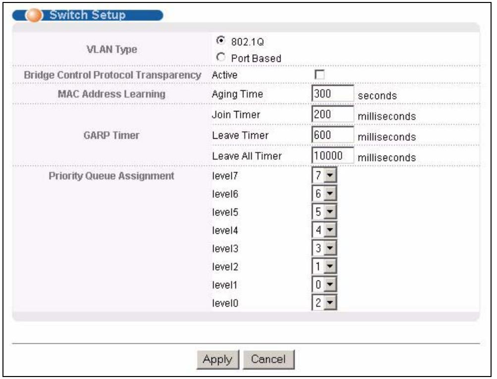 ZYXEL ES-3148 - Switch Setup Screen - 1