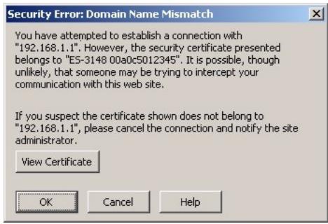 ZYXEL ES-3148 - Netscape Navigator Warning Messages - 2