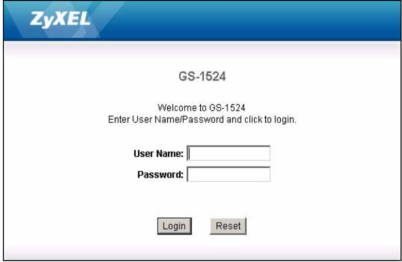 ZYXEL GS-1524 - System Login - 1