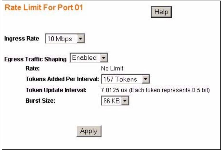 ZYXEL GS-1524 - Rate Limit Screen - 1