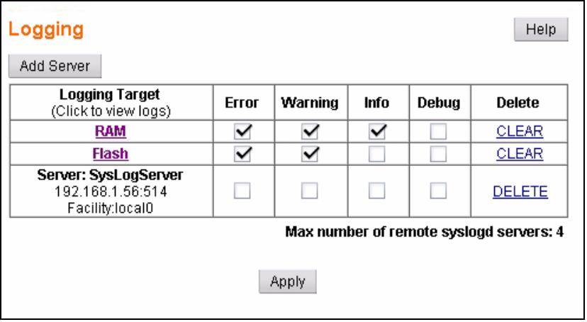 ZYXEL GS-1524 - Logging Screen - 1
