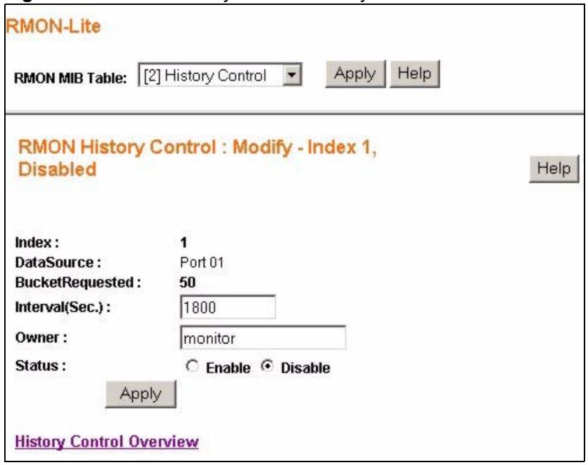 ZYXEL GS-1524 - RMON History Control: Modify - 1