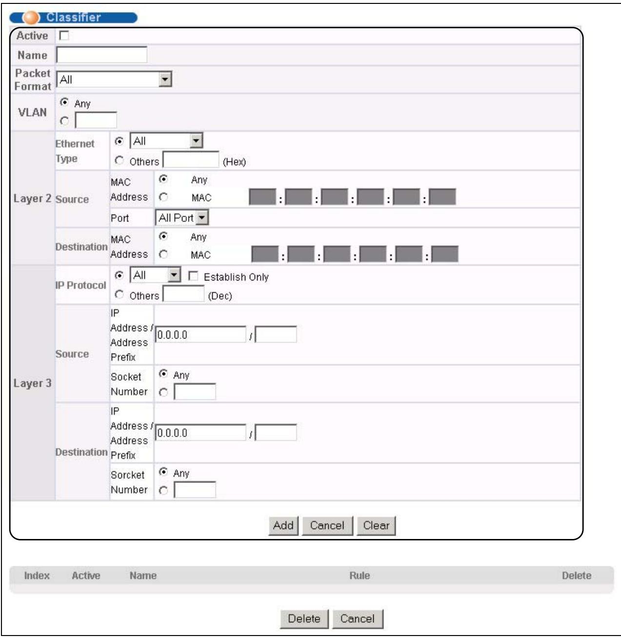 ZYXEL GS-3012F - Configuring the Classifier - 1