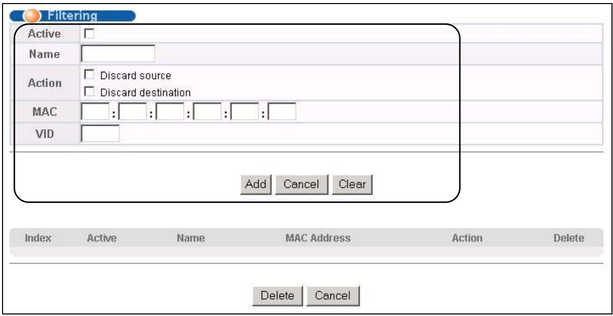 ZYXEL GS-3012F - Configuring a Filtering Rule - 1