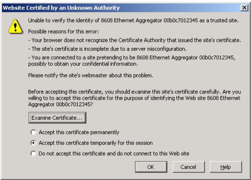 ZYXEL GS-3012F - Netscape Navigator Warning Messages - 1