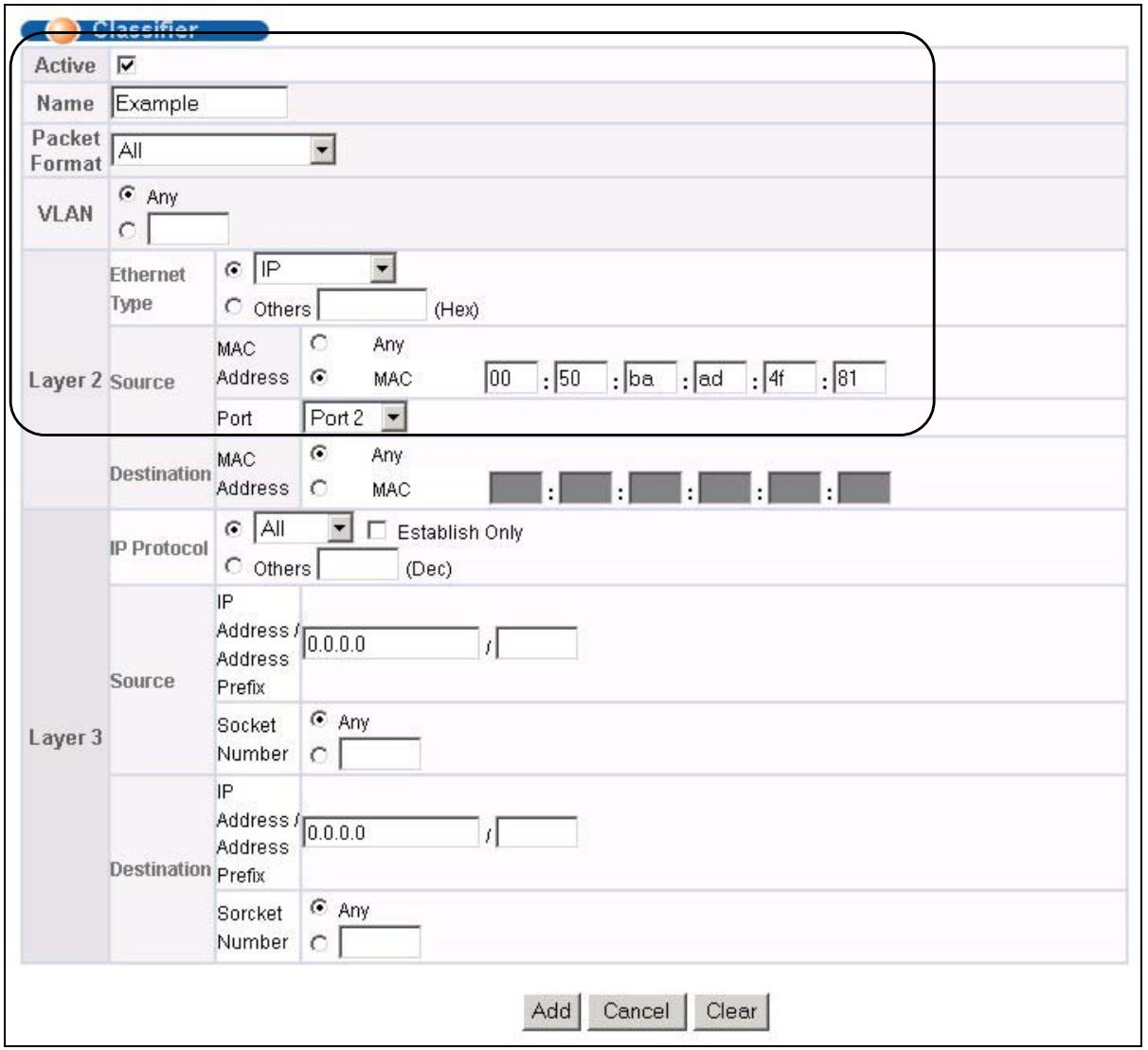 ZYXEL GS-3012F - 19.4Classifier Example - 1