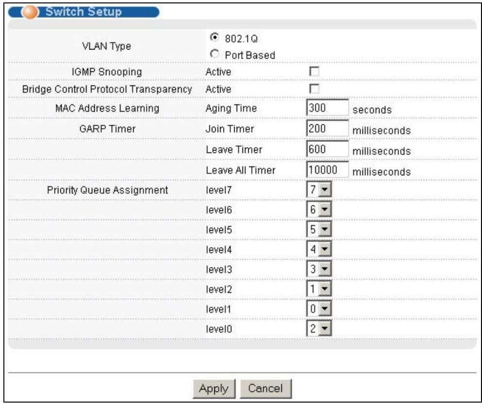 ZYXEL GS-3012F - Switch Setup Screen - 1