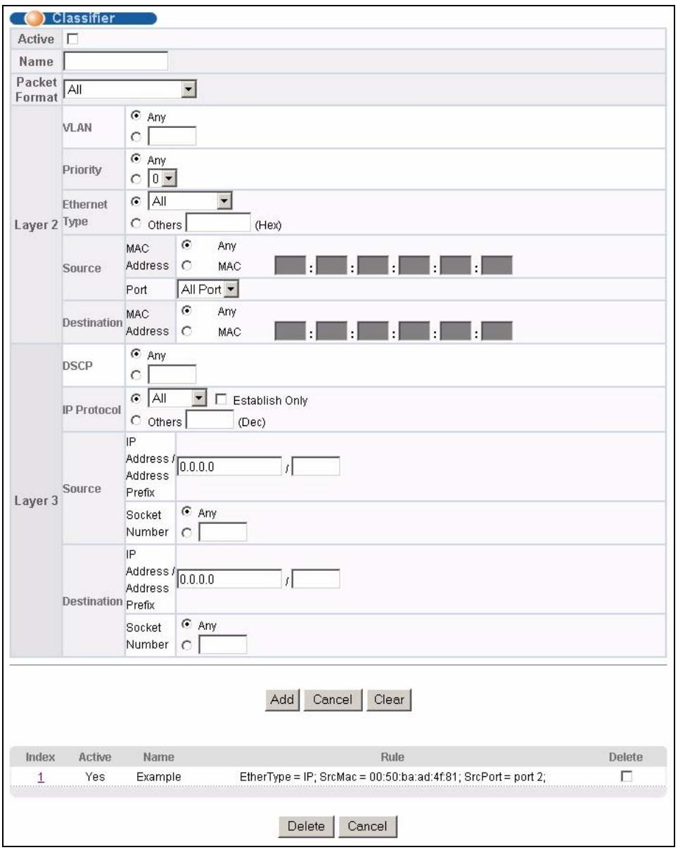 ZYXEL GS-4024 - Configuring the Classifier - 1