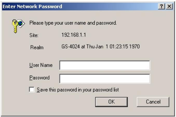 ZYXEL GS-4024 - System Login - 1
