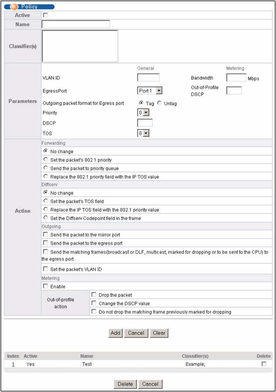 ZYXEL GS-4024 - Configuring Policy Rules - 1