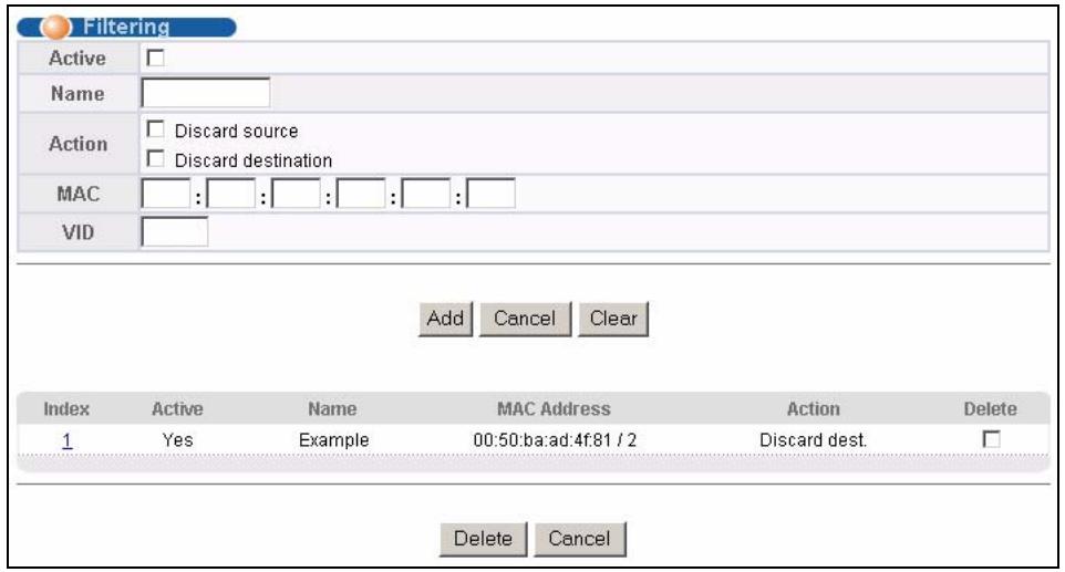 ZYXEL GS-4024 - Configure a Filtering Rule - 1
