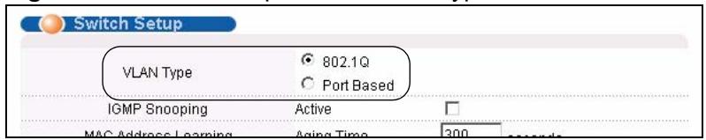 ZYXEL GS-4024 - Selecting the VLAN Type - 1