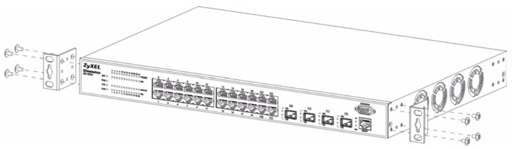 ZYXEL GS-4024 - Attaching the Mounting Brackets to the Switch - 1