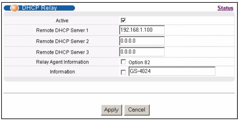 ZYXEL GS-4024 - DHCP Relay Configuration Example - 2