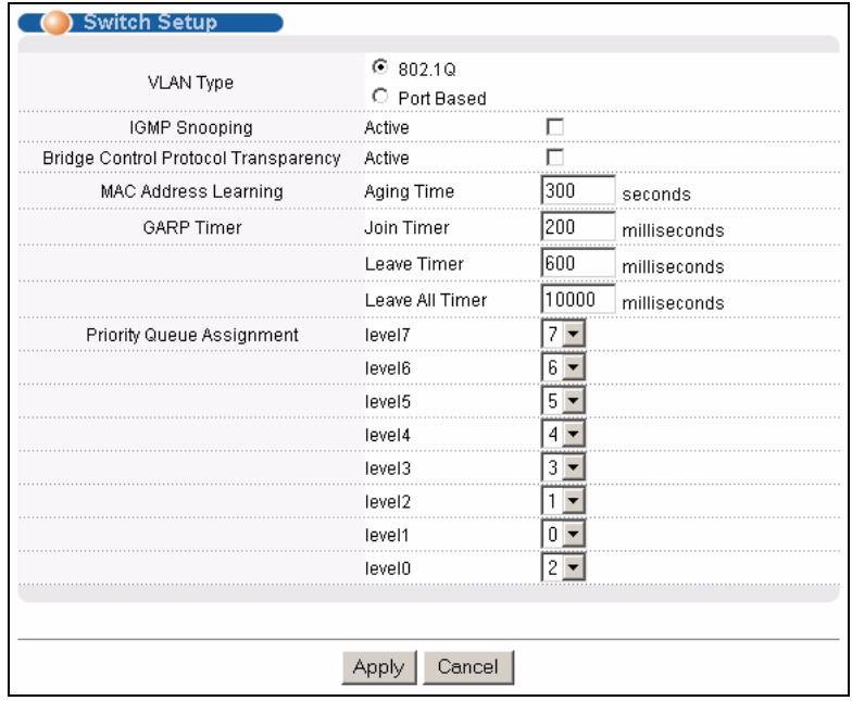 ZYXEL GS-4024 - Switch Setup Screen - 1