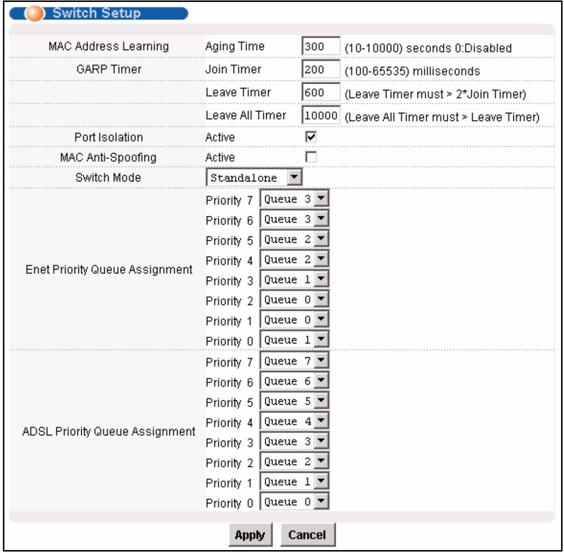 ZYXEL IES-1248-51 - Switch Setup Screen - 1