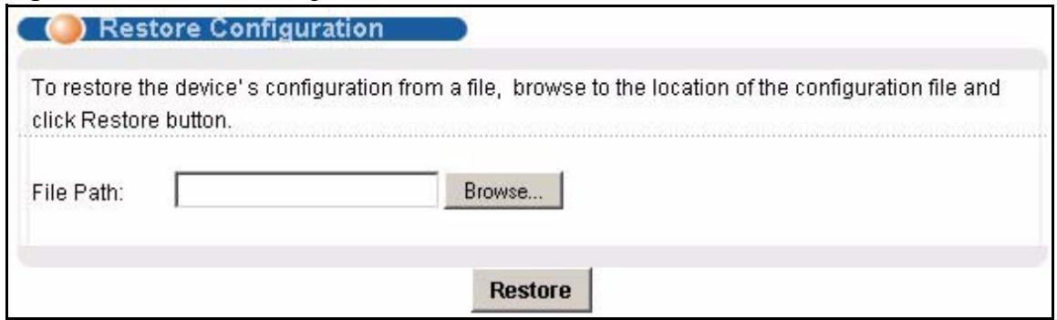 ZYXEL IES-1248-51 - Restore Configuration Screen - 1