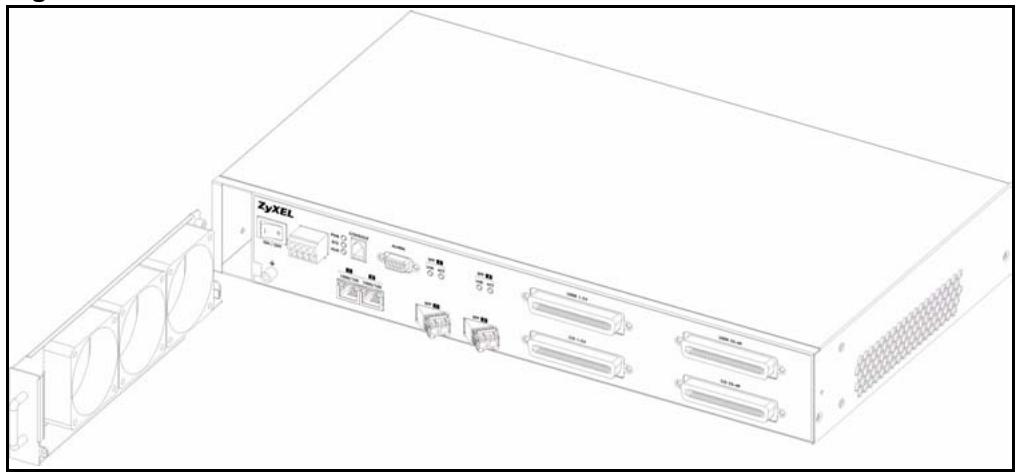 ZYXEL IES-1248-51 - Removing and Installing the Fan Module - 3