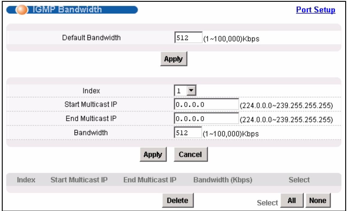 ZYXEL IES-1248-51 - IGMP Bandwidth Screen - 1