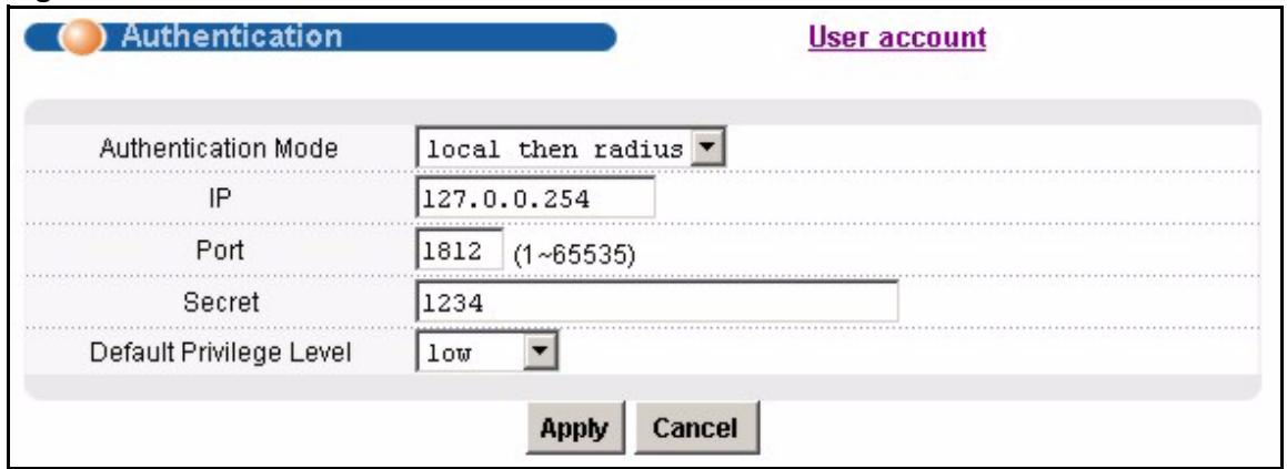 ZYXEL IES-1248-51 - Authentication Screen - 1