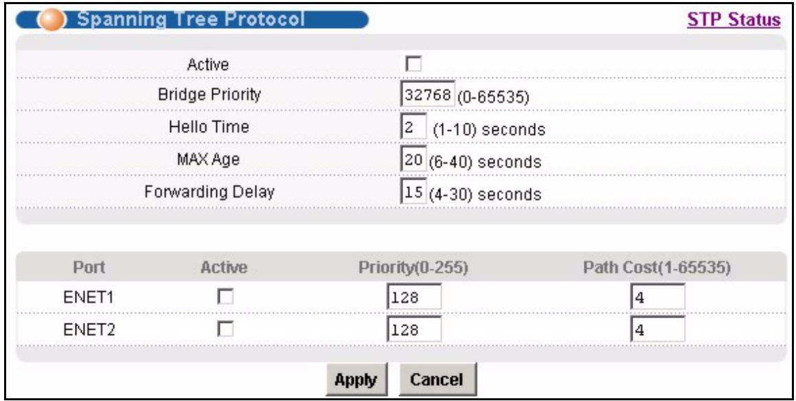 ZYXEL IES-1248-51 - Spanning Tree Protocol Screen - 1