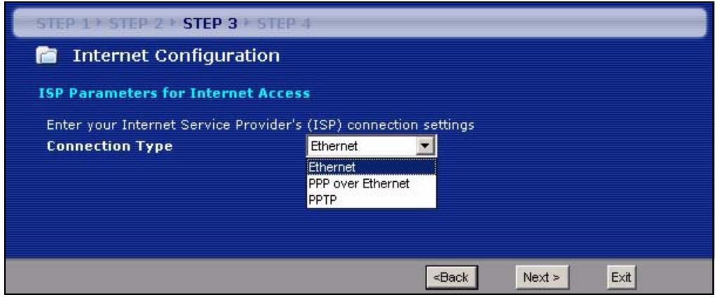 ZYXEL NBG-334W - Connection Wizard: STEP 3: Internet Configuration - 1