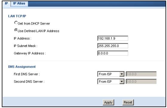 ZYXEL NBG-419N - LAN Screen - 1