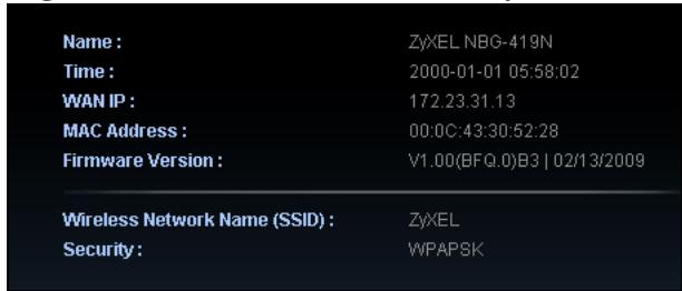 ZYXEL NBG-419N - Status Screen in Easy Mode - 1