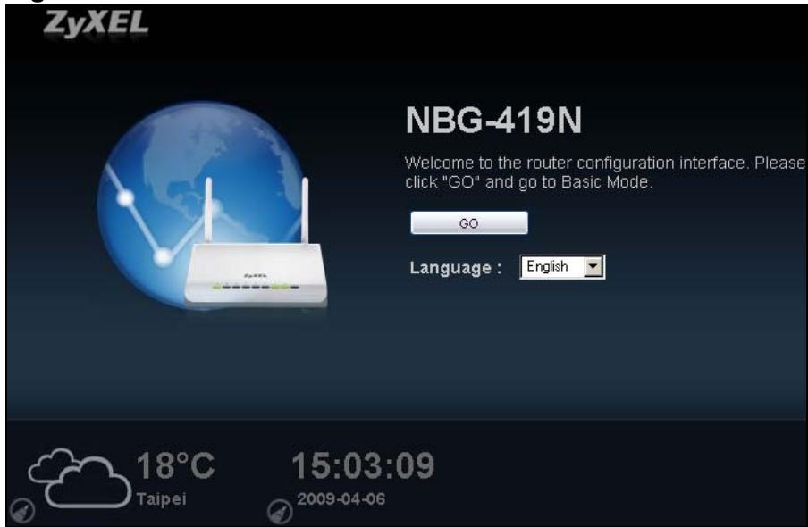 ZYXEL NBG-419N - Home Screen - 1