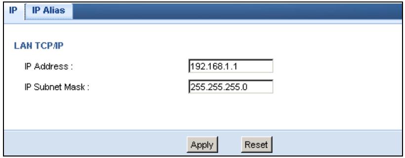 ZYXEL NBG-419N - LAN IP Screen - 1