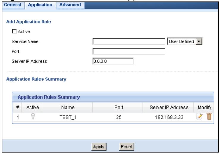 ZYXEL NBG-419N - NAT Application Screen - 1