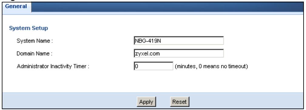 ZYXEL NBG-419N - General Screen - 1