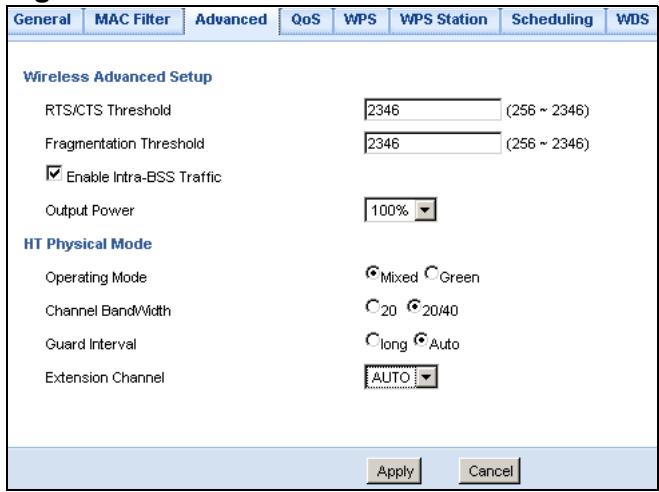 ZYXEL NBG-419N - Wireless LAN Advanced Screen - 1