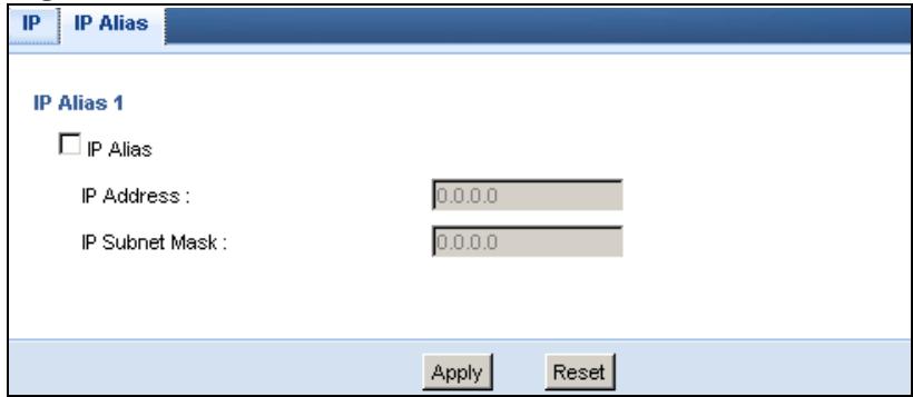 ZYXEL NBG-419N - IP Alias Screen - 1