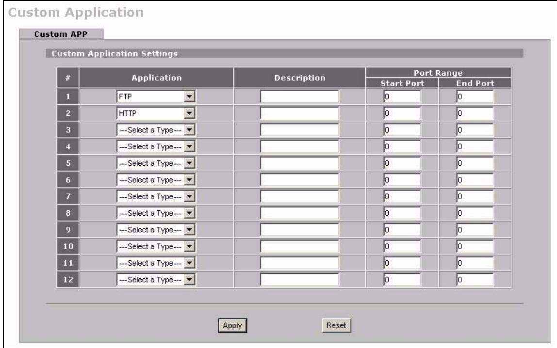 ZYXEL NBG410W3G - Custom Application Configuration - 2
