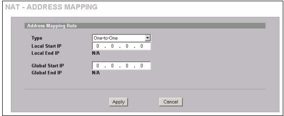 ZYXEL NBG410W3G - NAT Address Mapping Edit - 1