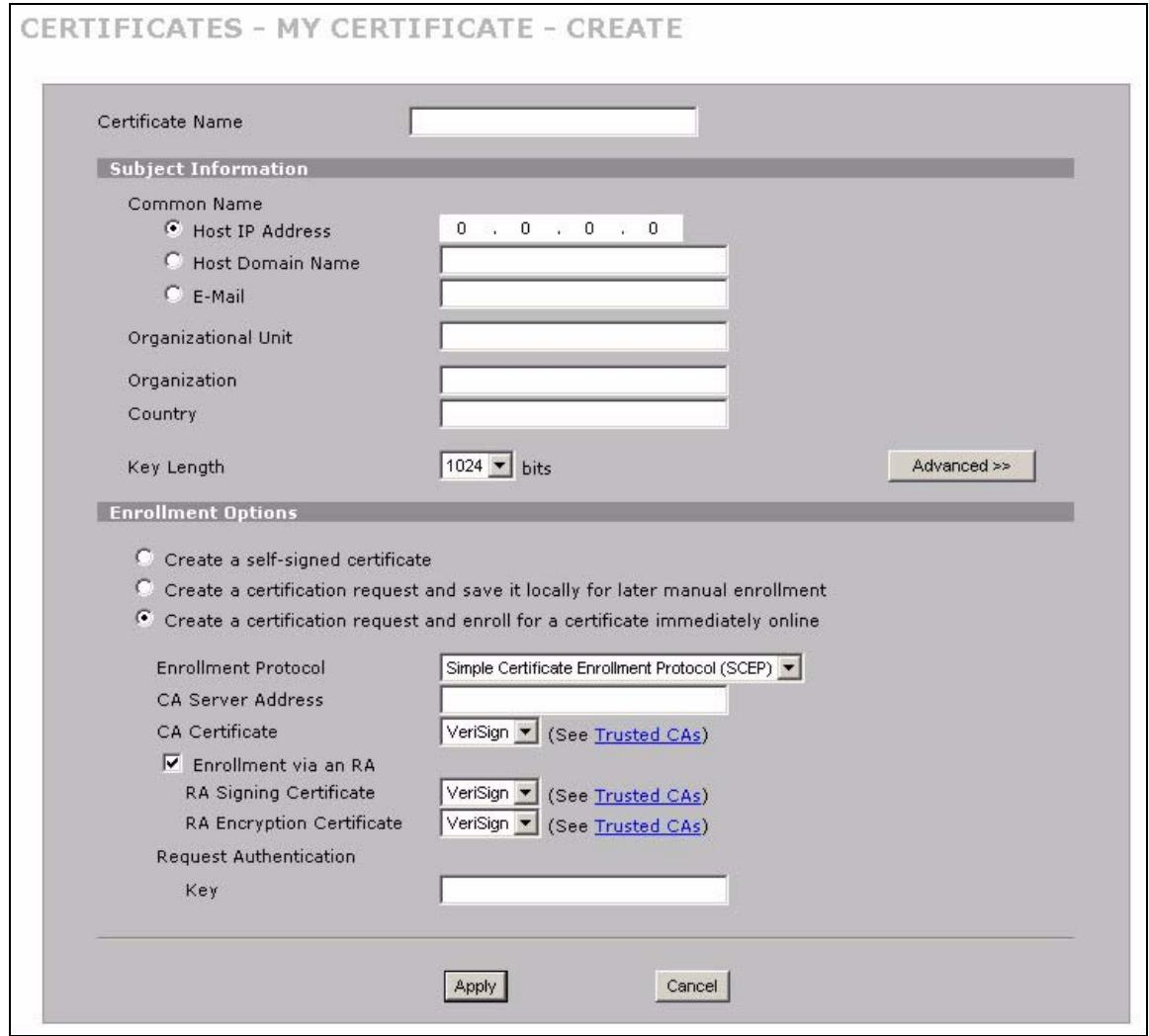 ZYXEL NBG410W3G - My Certificate Create - 1