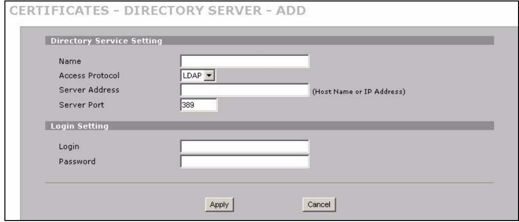 ZYXEL NBG410W3G - Directory Server Add or Edit - 1