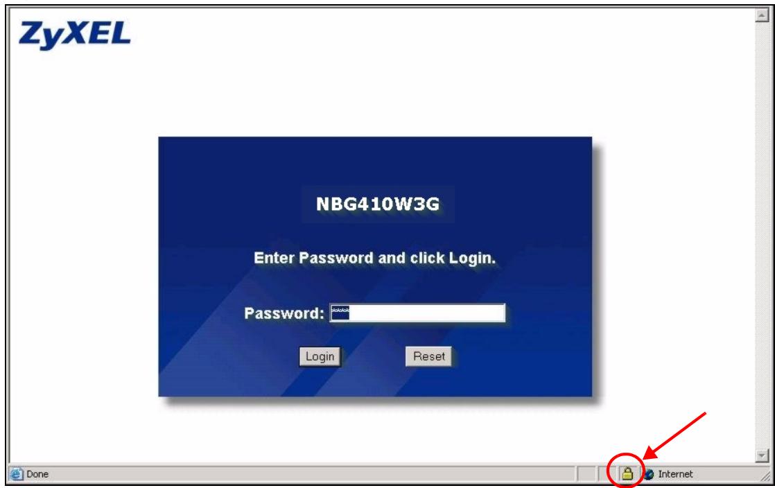 ZYXEL NBG410W3G - Login Screen - 1