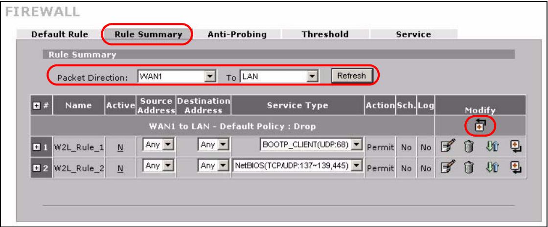 ZYXEL NBG410W3G - My Service Firewall Rule Example - 3