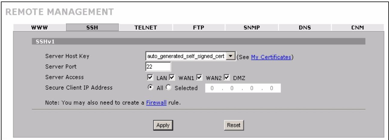 ZYXEL NBG410W3G - Configuring SSH - 2