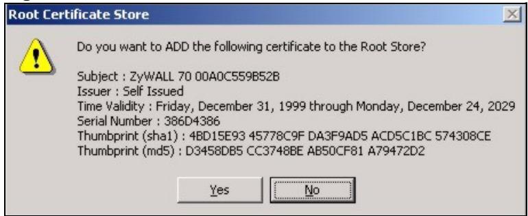 ZYXEL NBG410W3G - Importing the ZyXEL Device's Certificate into Internet Explorer - 6