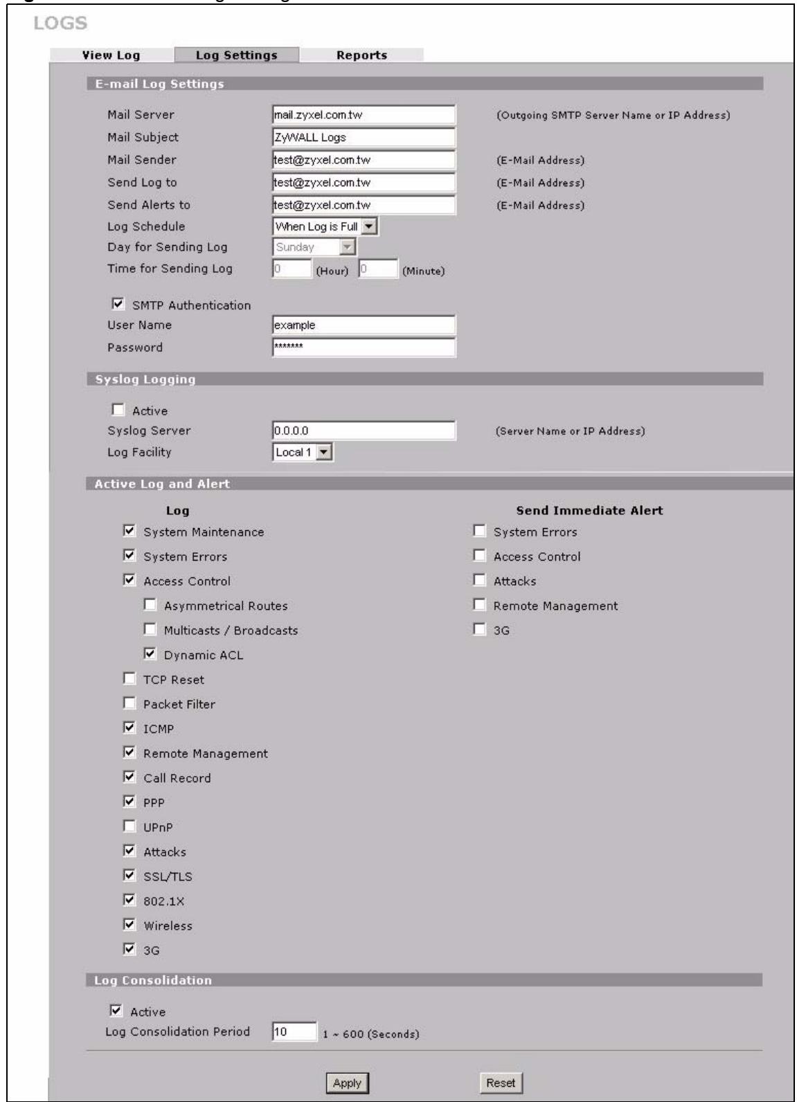 ZYXEL NBG410W3G - Configuring Log Settings - 2