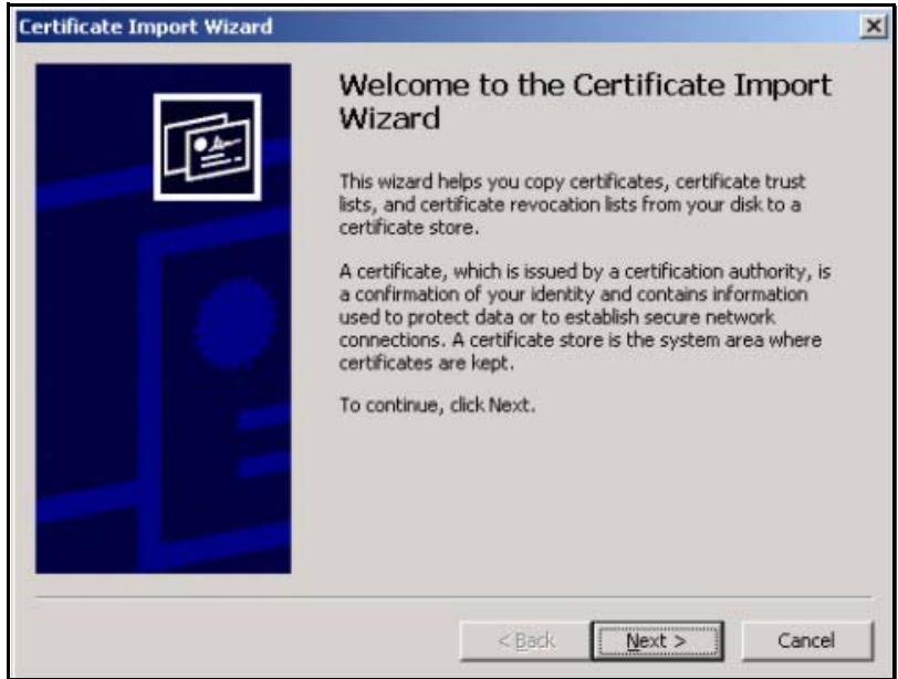 ZYXEL NBG410W3G - Importing the ZyXEL Device's Certificate into Internet Explorer - 3