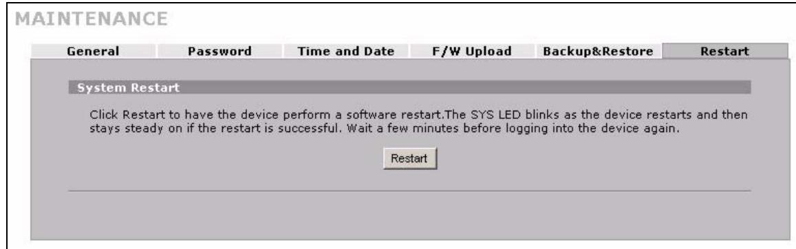 ZYXEL NBG410W3G - Restart Screen - 1