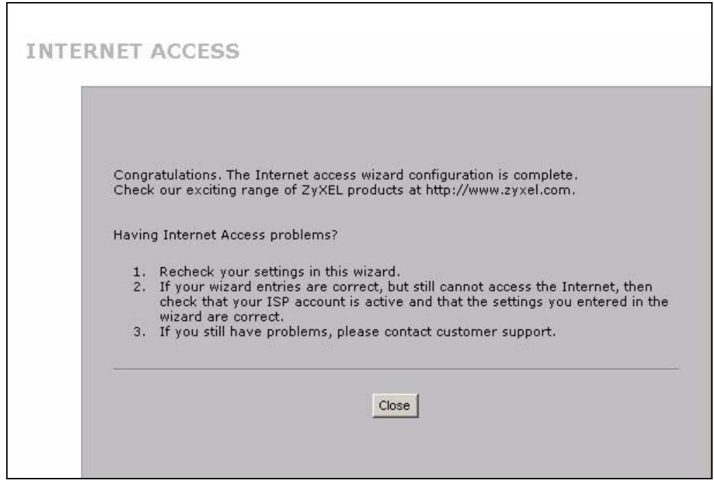 ZYXEL NBG410W3G - Internet Access Wizard Setup Complete - 1