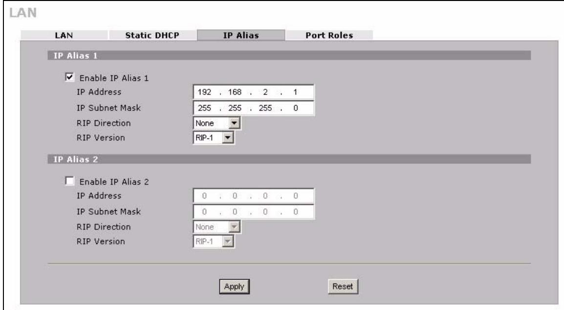 ZYXEL NBG410W3G - LAN IP Alias - 3