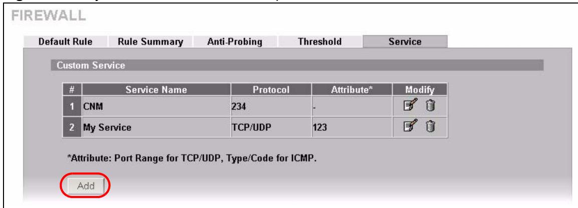 ZYXEL NBG410W3G - My Service Firewall Rule Example - 1