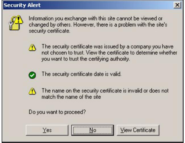 ZYXEL NBG410W3G - Internet Explorer Warning Messages - 1