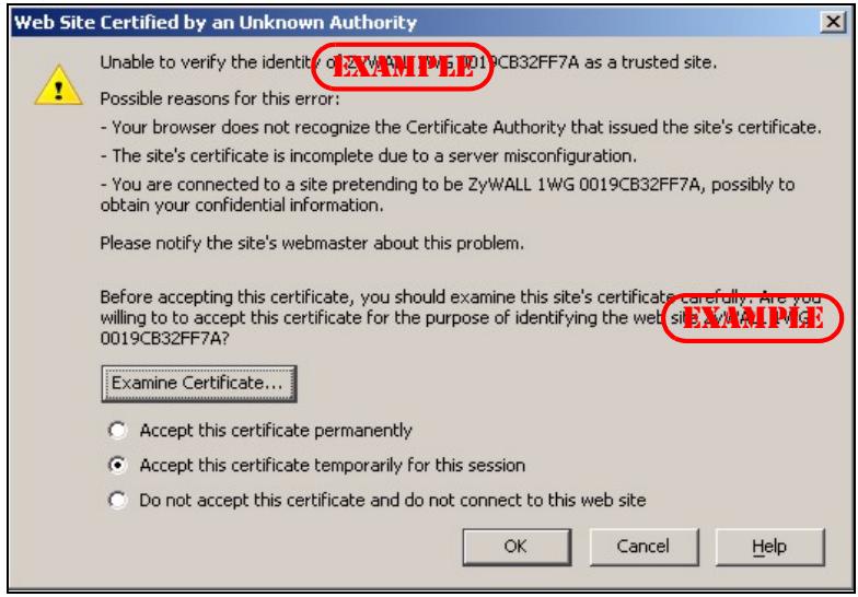 ZYXEL NBG410W3G - Netscape Navigator Warning Messages - 1